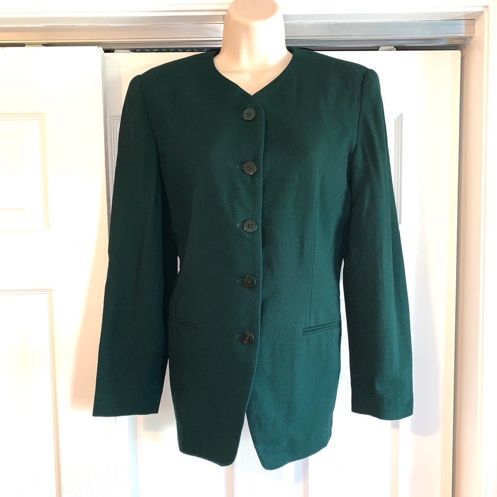 TALBOTS Green 100% Wool BLAZER 10p